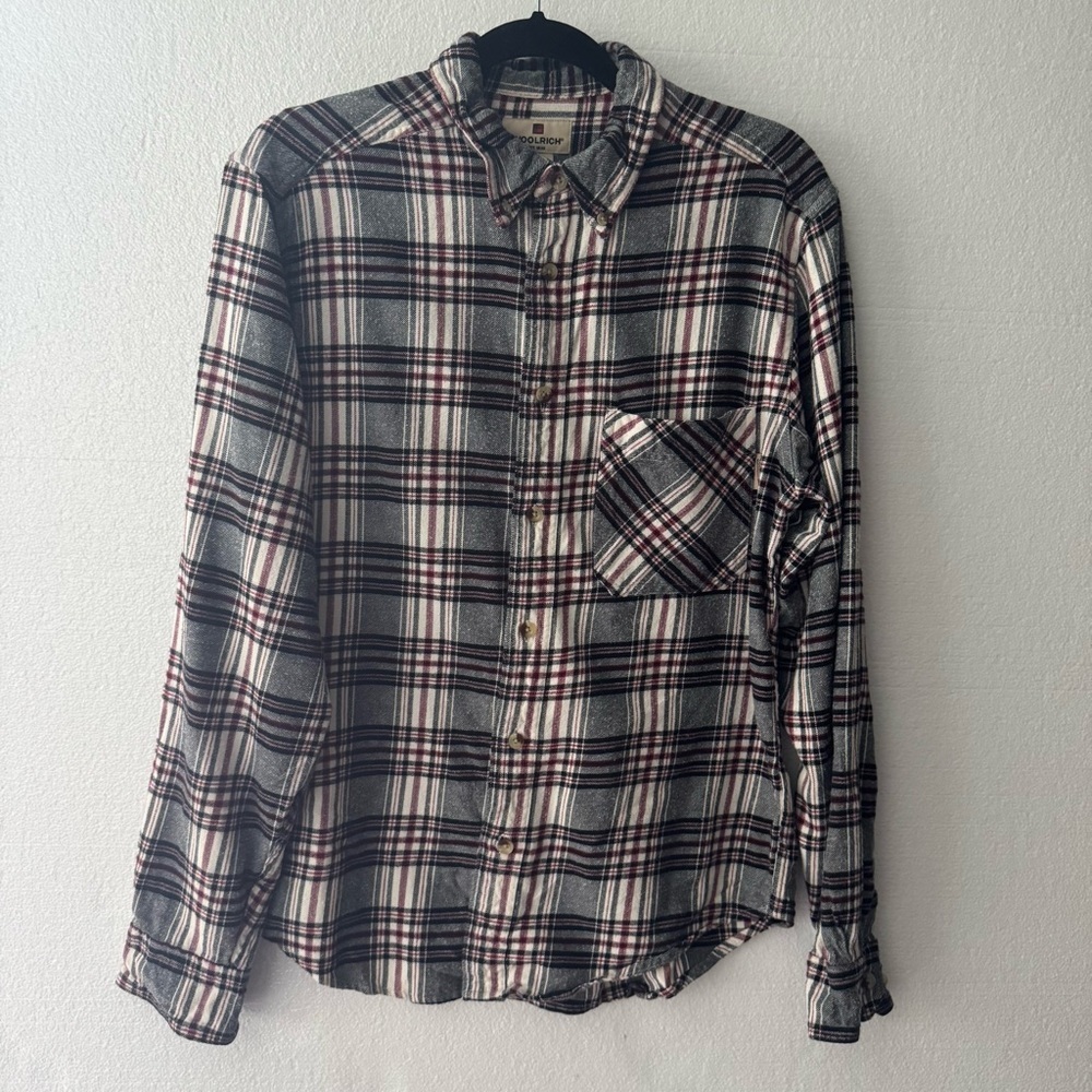 Woolrich Men's Casual Plaid Shirt - Black, White, Red
